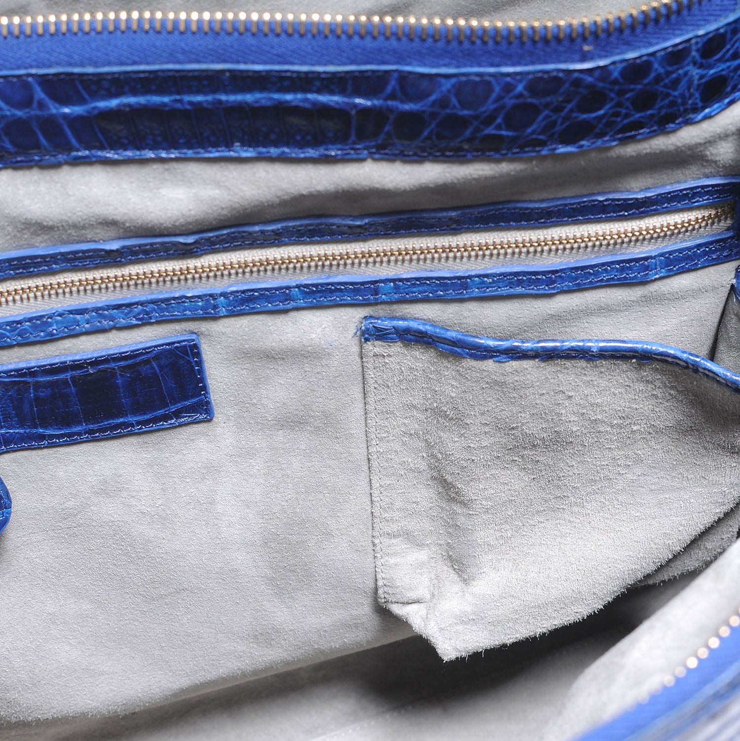 Nancy Gonzalez Executive Double Zip Crocodile Tote Cobalt 5 of 8