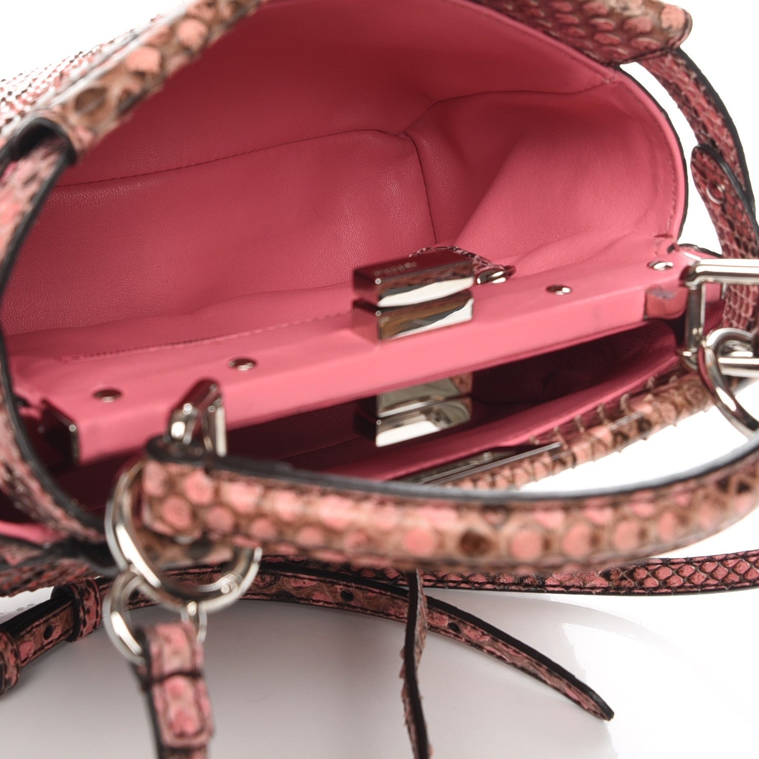 Fendi Snakeskin Shiny Nappa Mini Peekaboo Iconic Satchel Lollypop 8 of 9