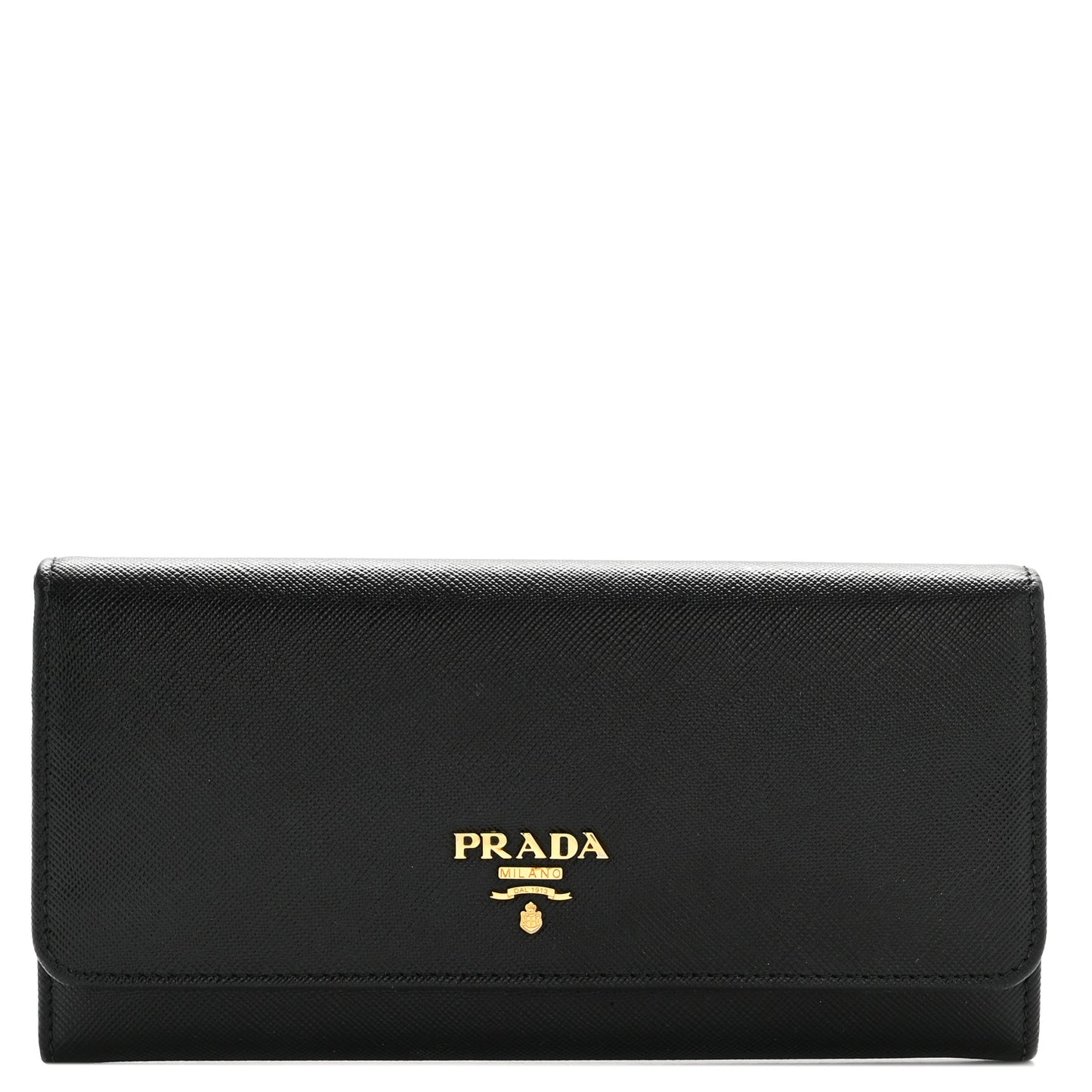 Saffiano Metal Continental Flap Travel Wallet Black