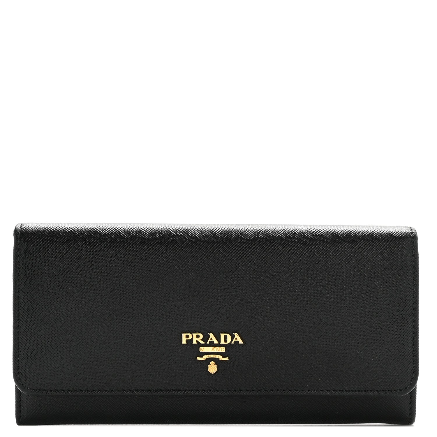 Prada Saffiano Metal Continental Flap Travel Wallet Black 1 of 11