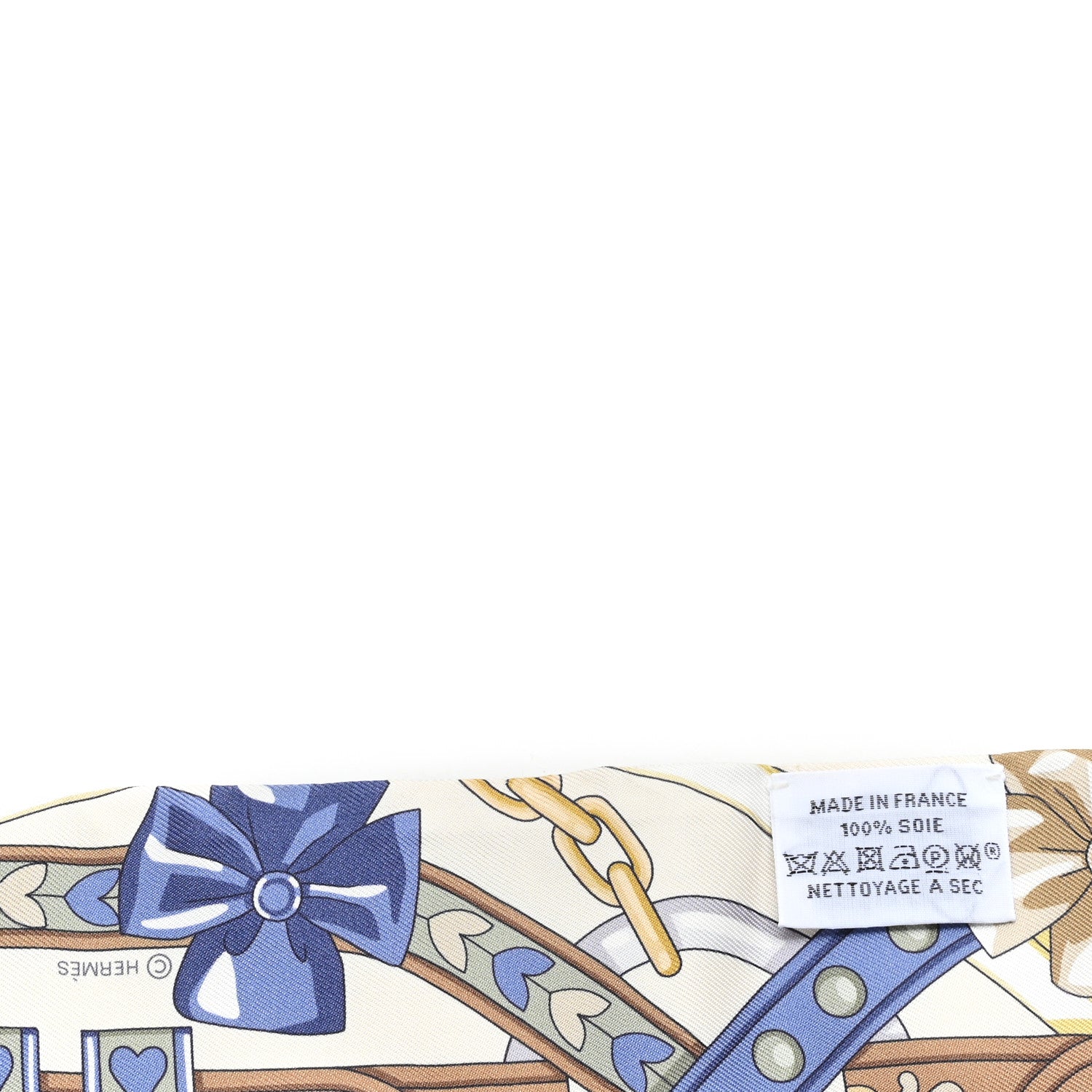 Hermes Silk Harnais De Coeur Twilly Creme Bleu Jean Vert Amande 3 of 3