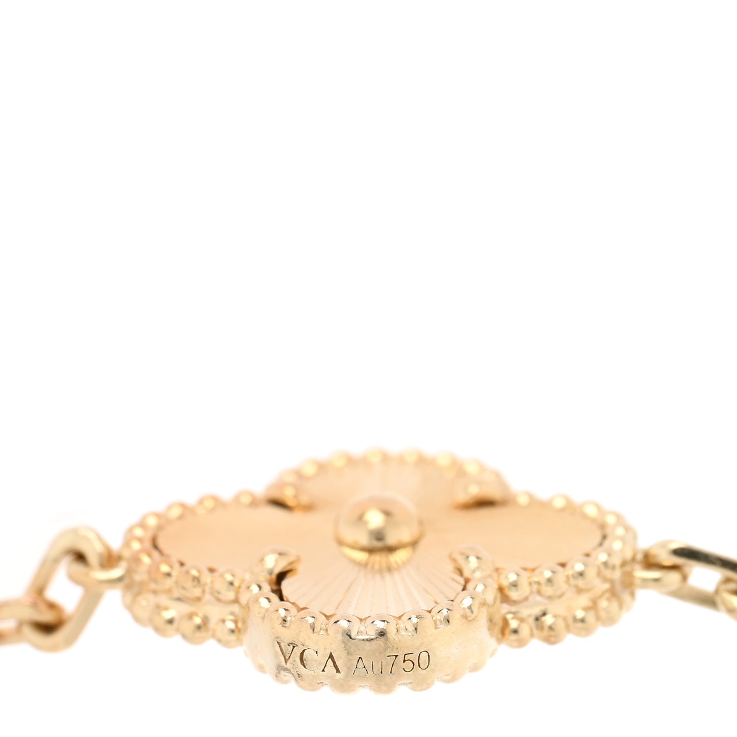 18K Yellow Gold 5 Motifs Guilloche Vintage Alhambra Bracelet