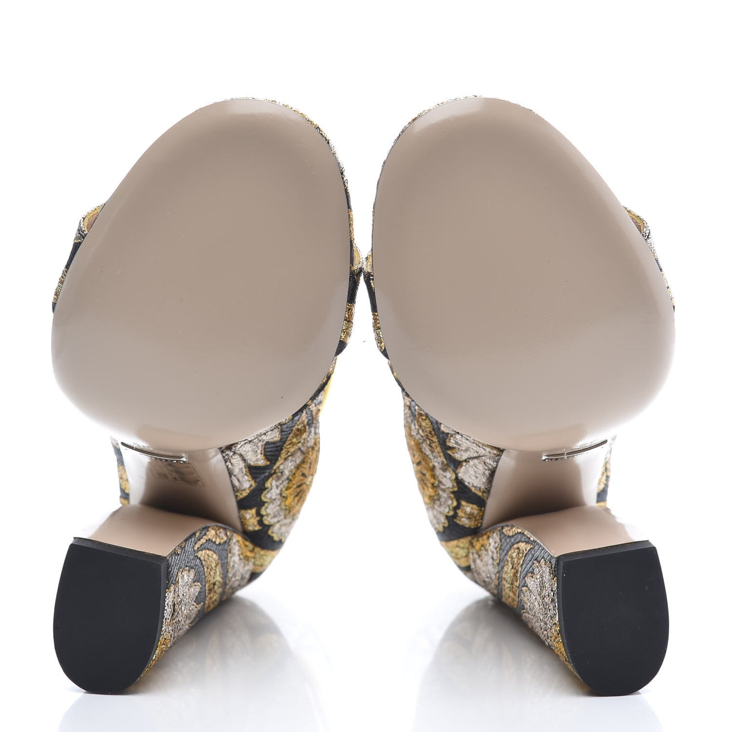 Brocade Floral Dionysus T-Strap High Heel Sandals 36 Oro