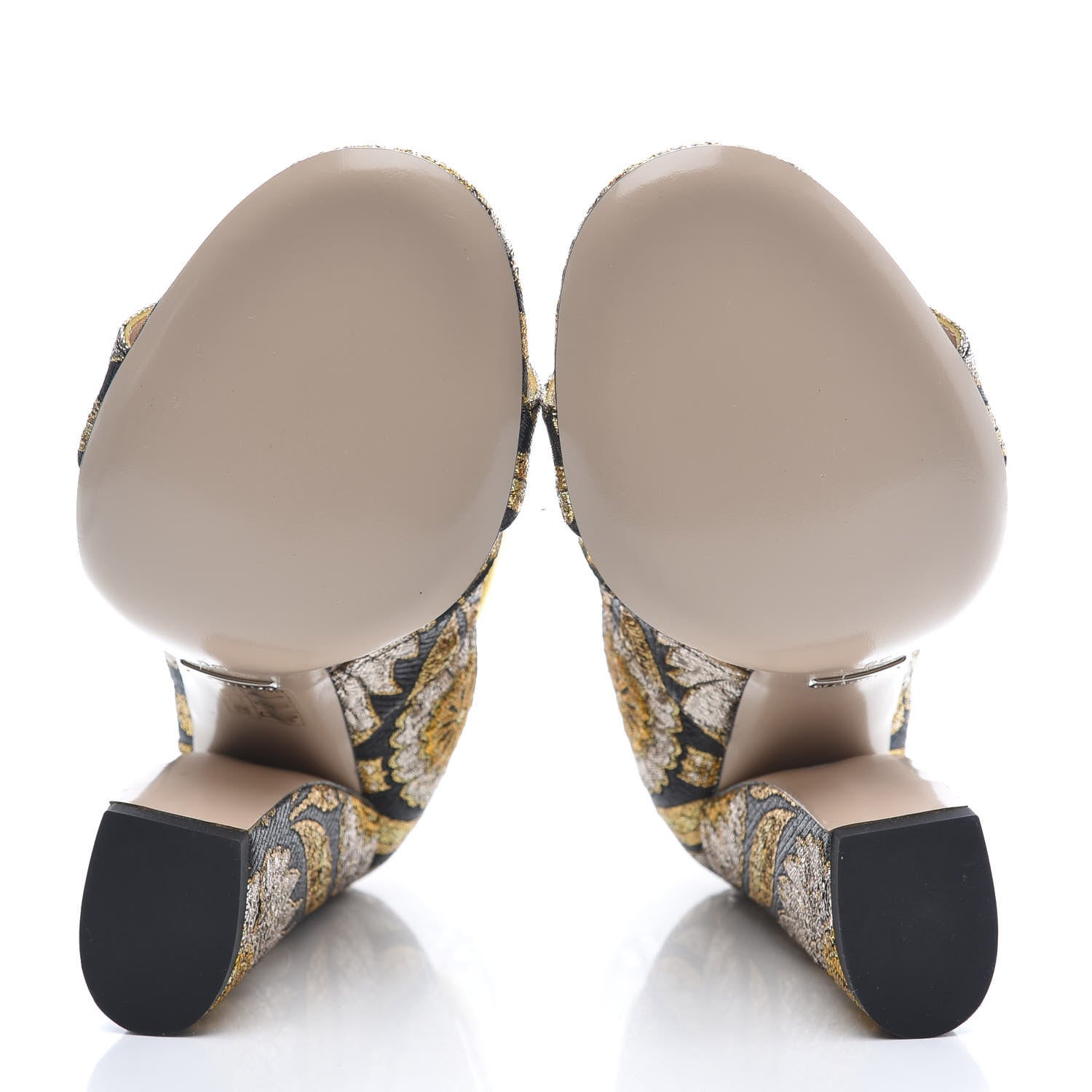 Gucci Brocade Floral Dionysus T-Strap High Heel Sandals 36 Oro 6 of 9