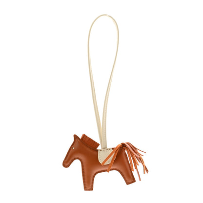 Hermes Milo Lambskin Grigri Rodeo Horse Bag Charm PM Craie Gold Pain D'epice 1 of 5
