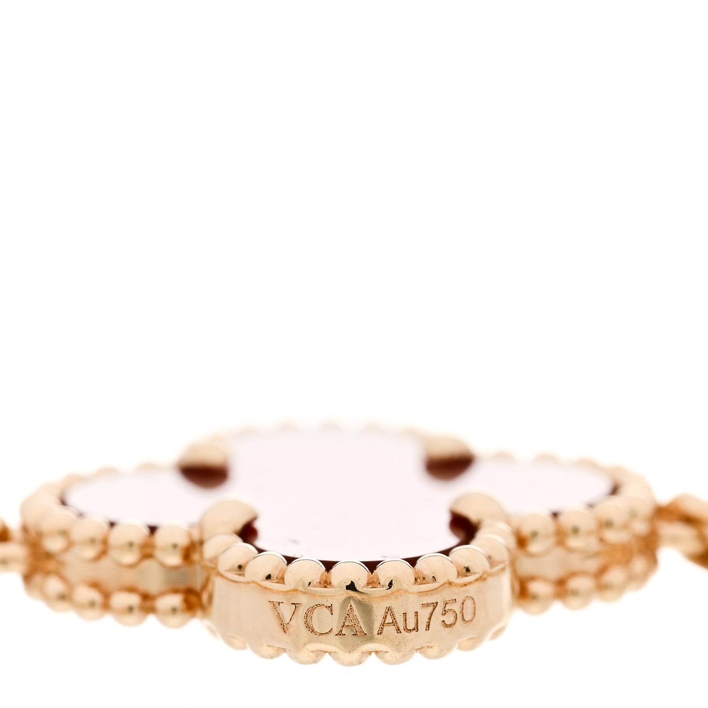 18K Yellow Gold Carnelian 5 Motifs Vintage Alhambra Bracelet