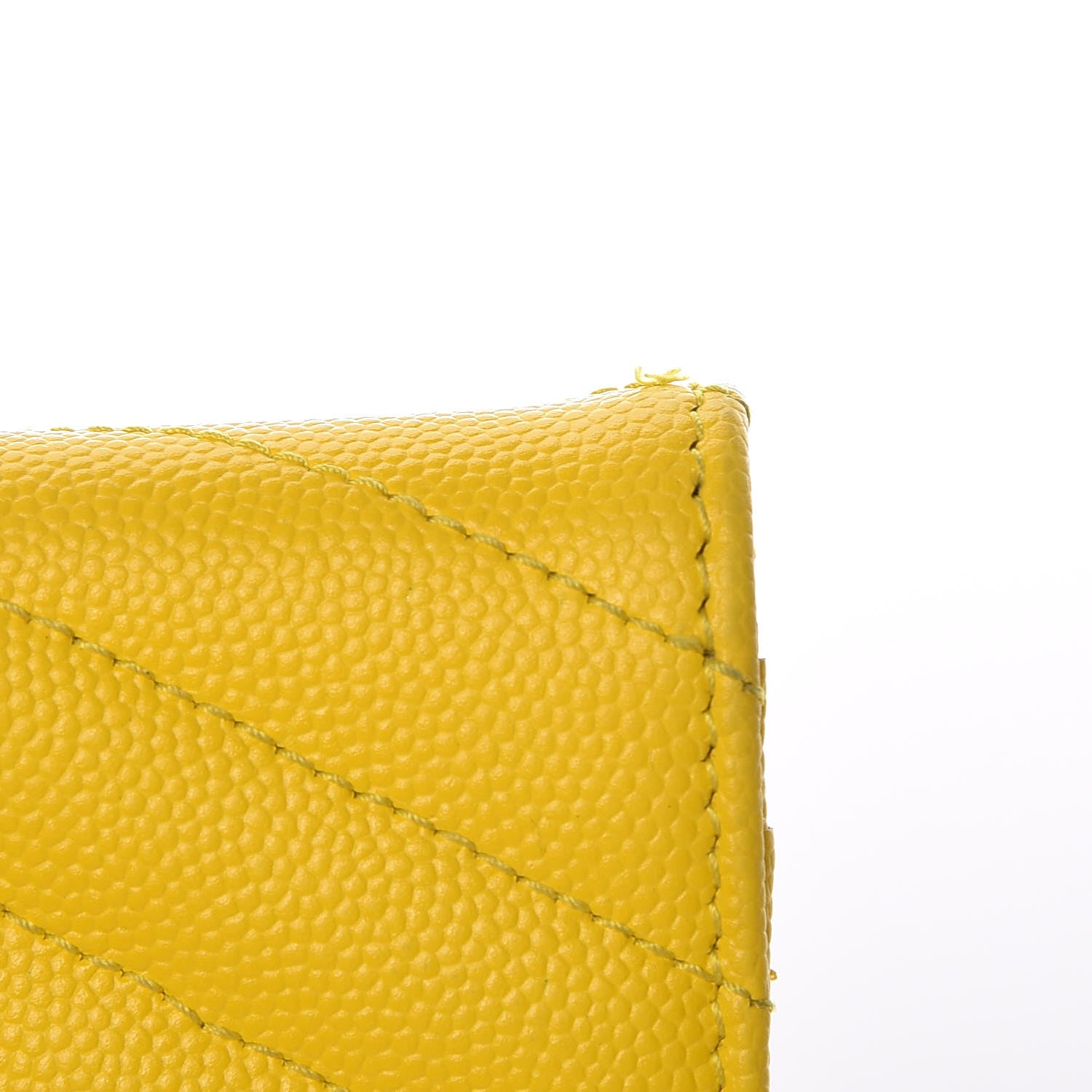 Saint Laurent Grain De Poudre Matelasse Chevron Monogram Zipped Card Case Mimosa Shiny 7 of 12