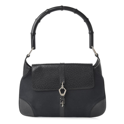 Gucci Calfskin Bamboo Handle Jackie O Hobo Black 2 of 10