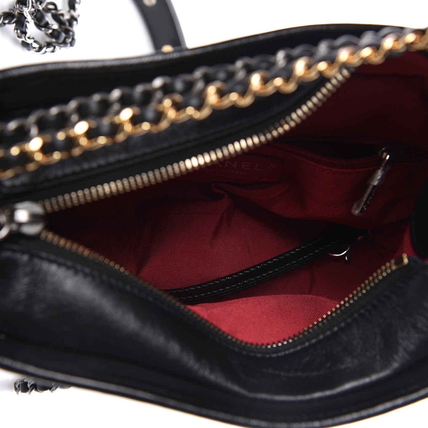 Aged Calfskin Quilted Small Gabrielle Hobo Black
