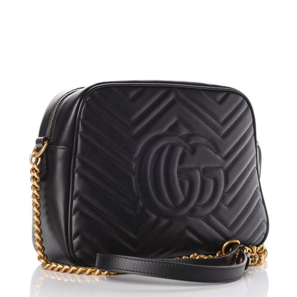 Gucci Calfskin Matelasse Medium GG Marmont Chain Shoulder Bag Black 3 of 8