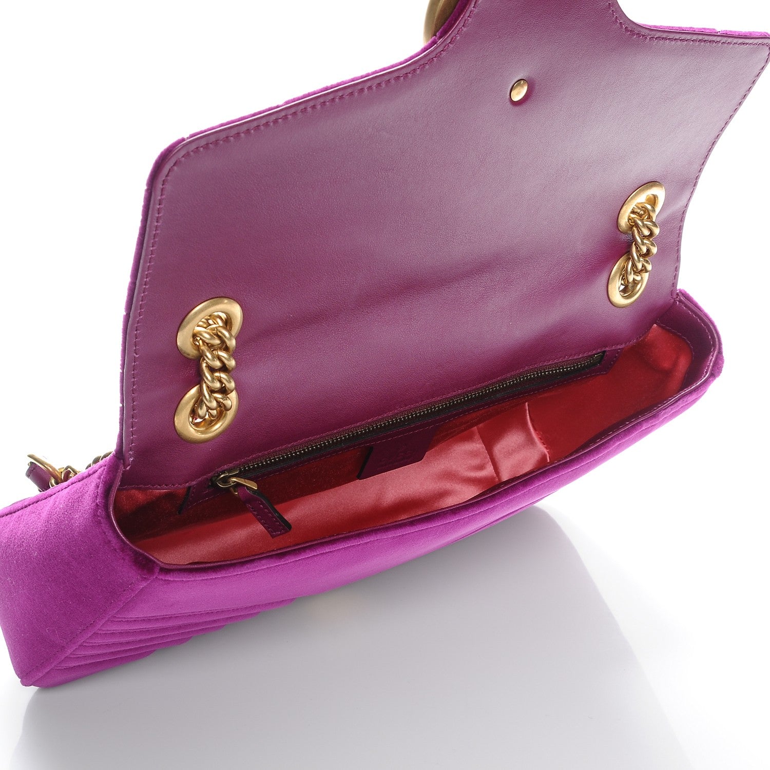 Gucci Velvet Matelasse Medium GG Marmont Shoulder Bag Fuchsia Violet Cyclamen 5 of 7