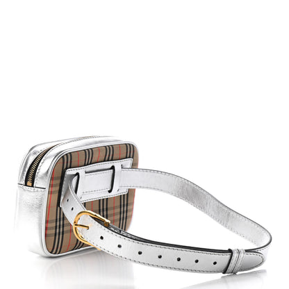 Burberry Metallic Smooth Calfskin 1983 Knight Check Link Bum Bag Silver 3 of 8