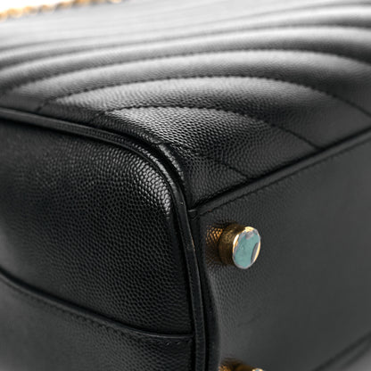 Saint Laurent Grain De Poudre Matelasse Chevron Monogram Shopping Bag Black 10 of 18