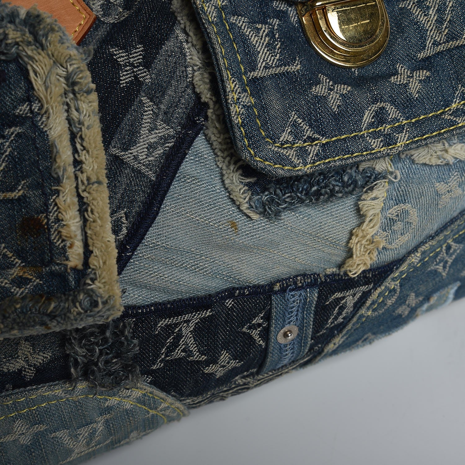 Louis Vuitton Denim Patchwork Speedy 30 Blue 12 of 17