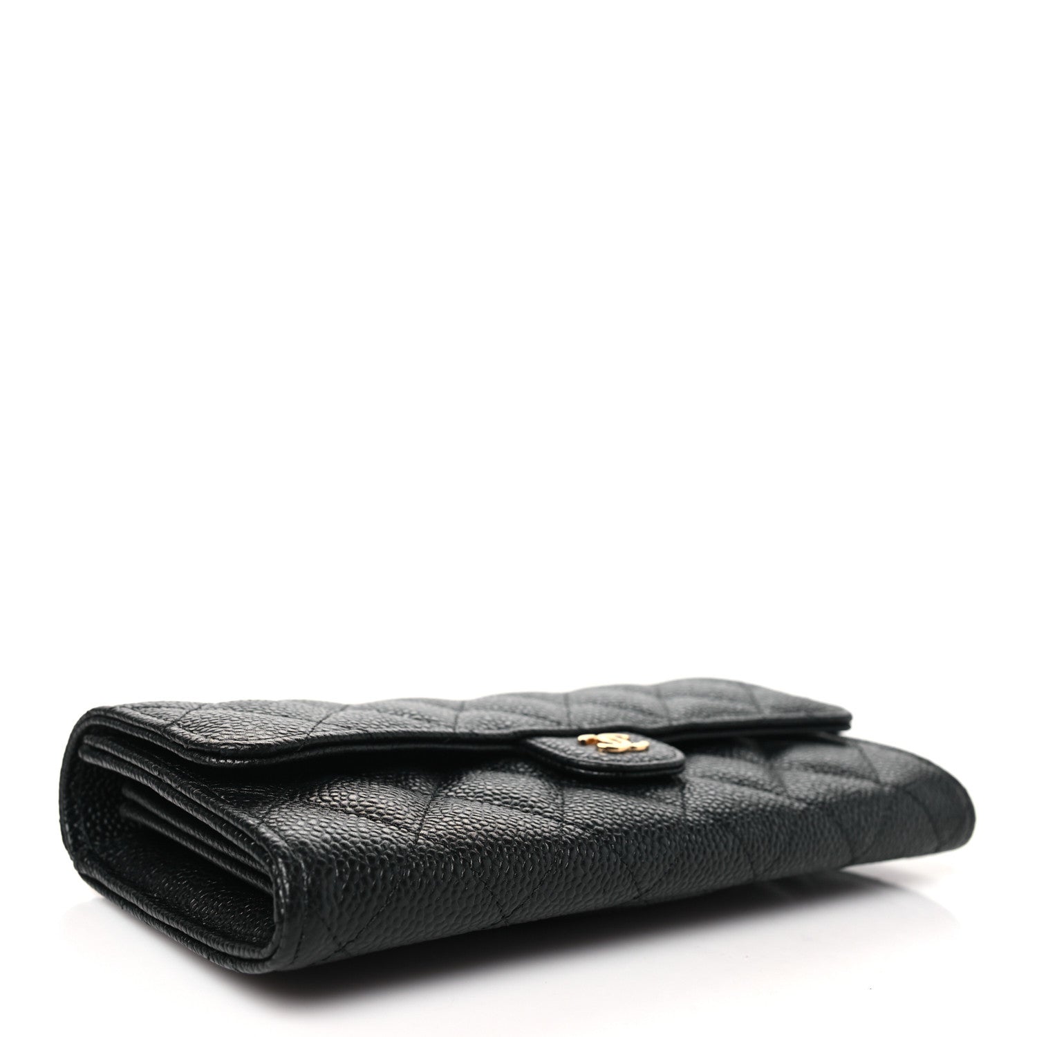 Chanel Caviar Quilted Large Gusset Flap Wallet Black 4 of 10