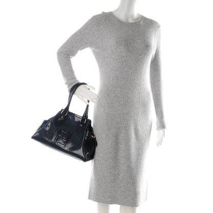 Fendi Nappa Patent Bag De Jour Perforated Tote Navy 2 of 6