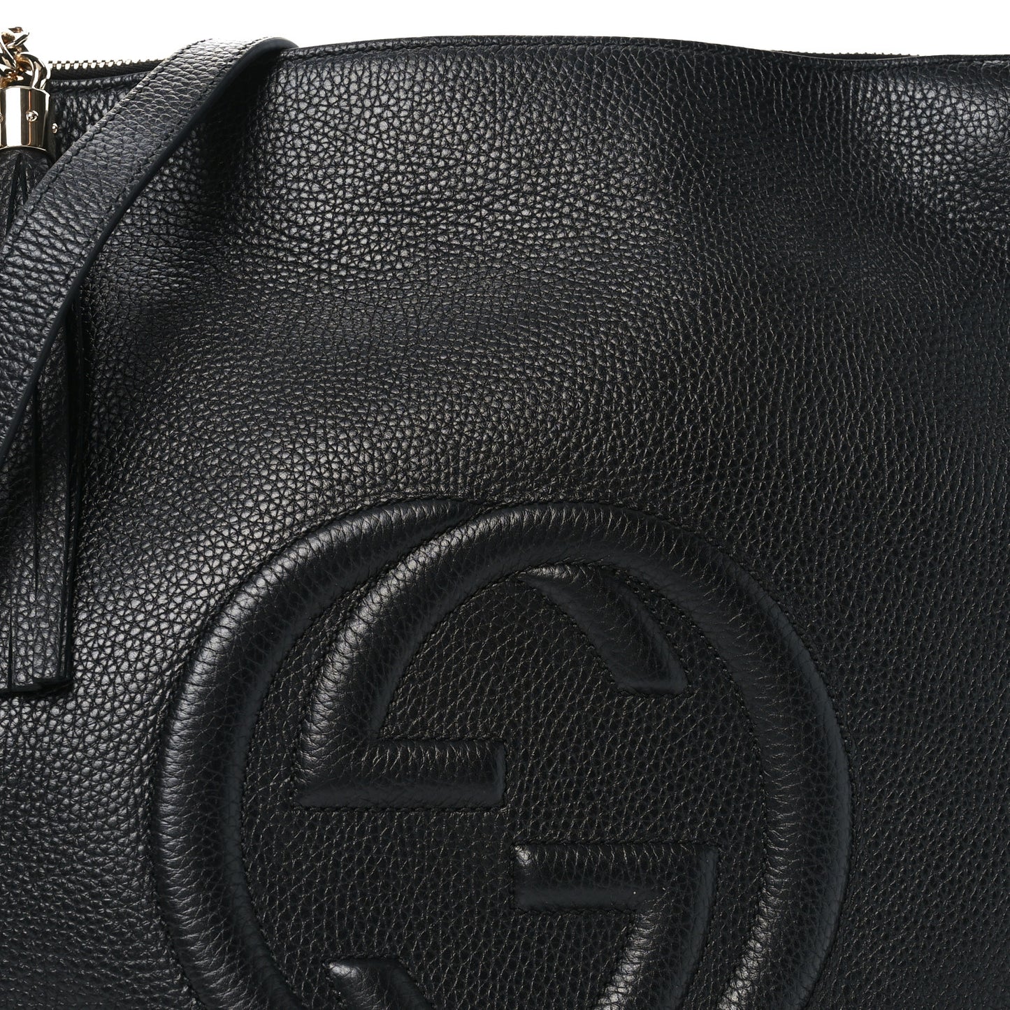 Pebbled Calfskin Large Soho Hobo Black