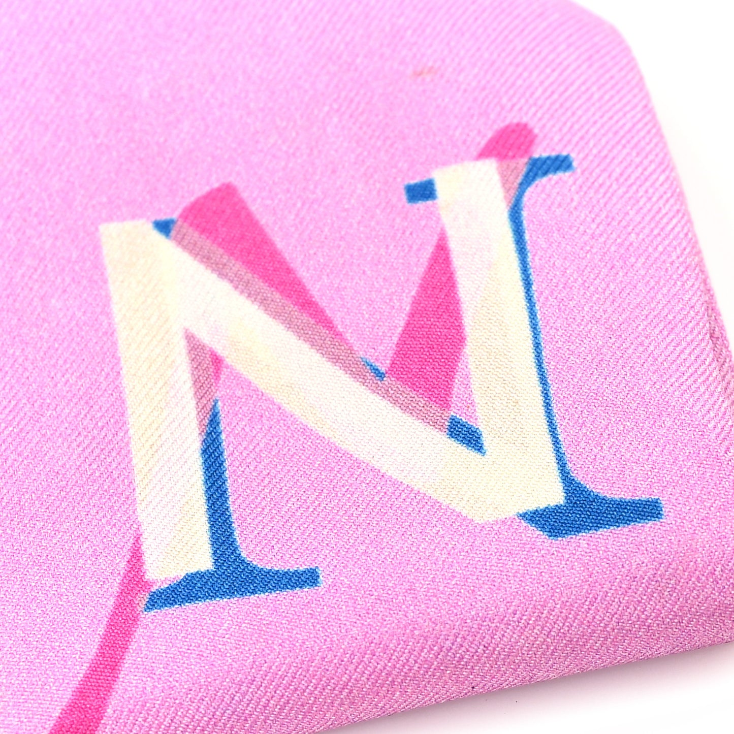 Silk Twill Slim Bandeau Scarf Fuchsia White