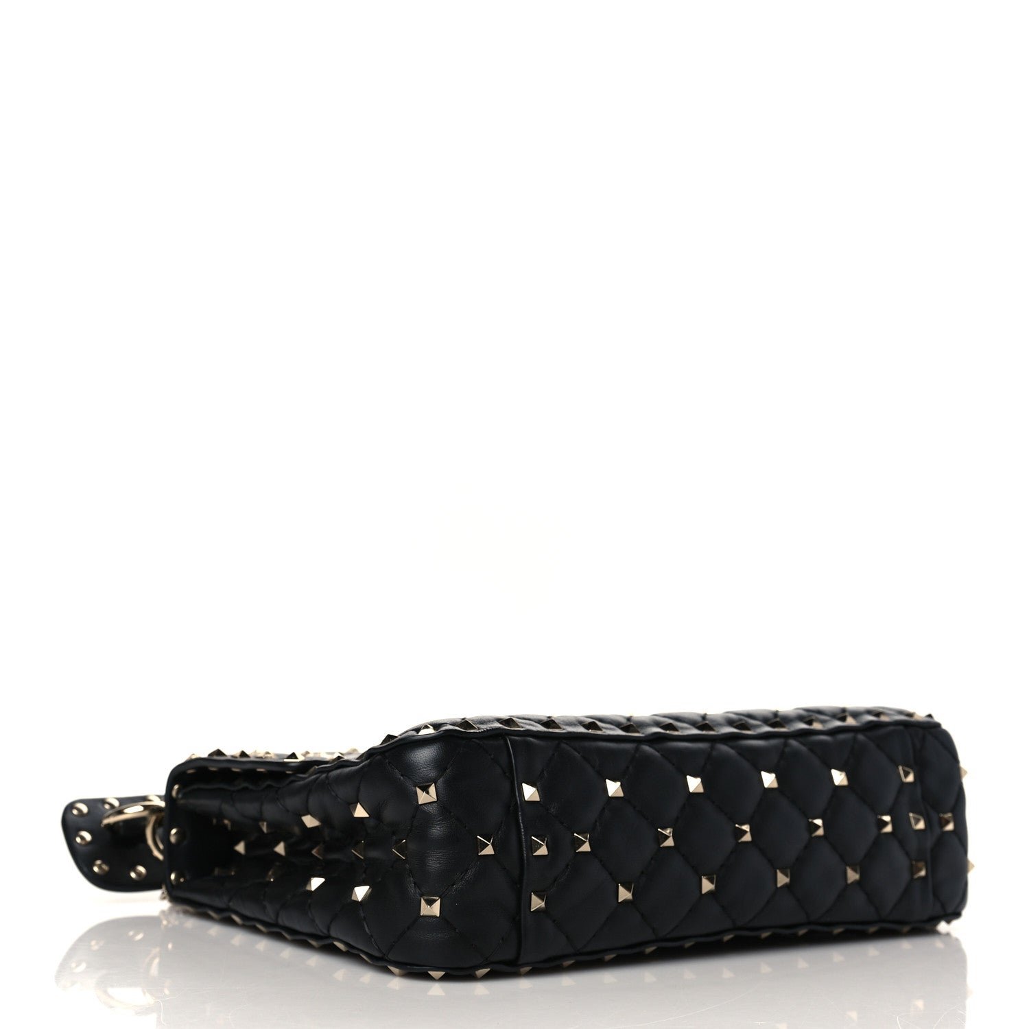 Valentino Garavani Lambskin VLTN Print Medium Rockstud Spike Shoulder Bag Black 4 of 9