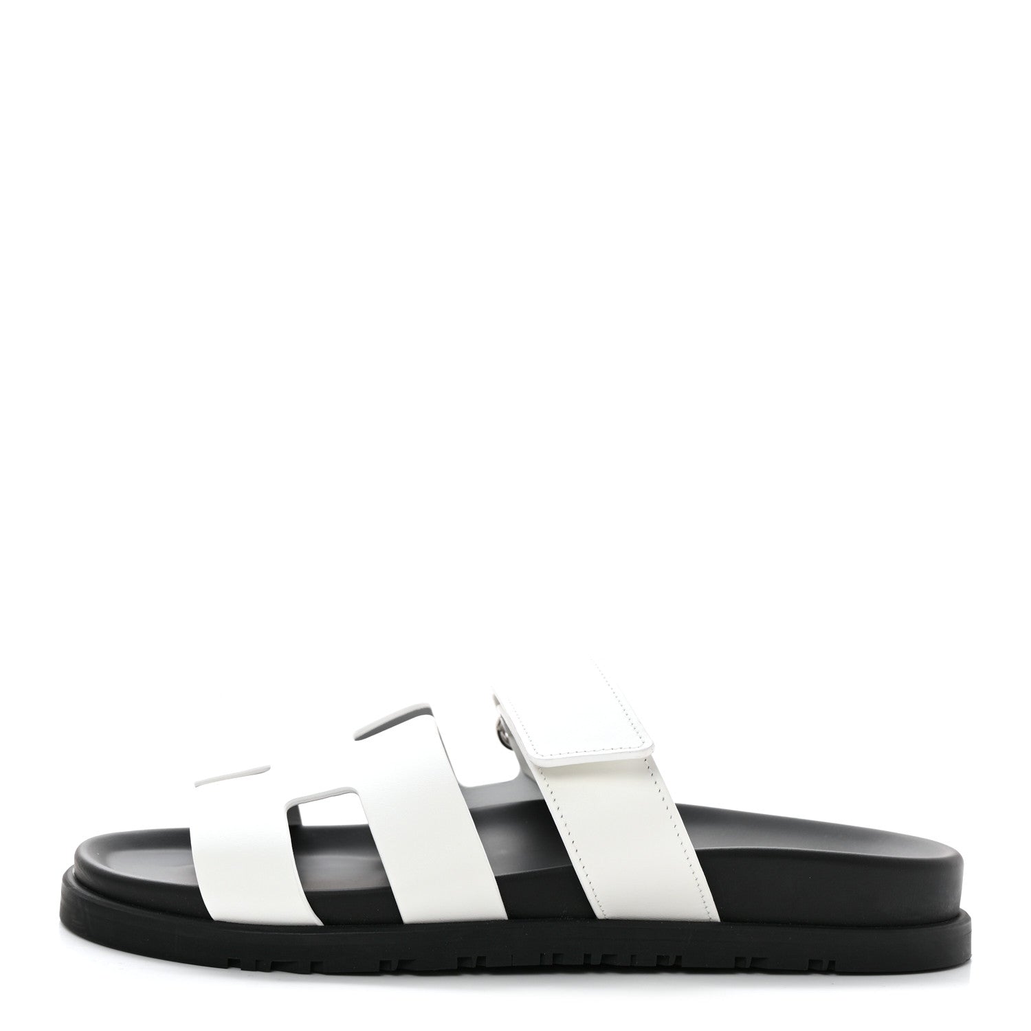 Hermes Calfskin Womens Chypre Sandals 37.5 White 1 of 10