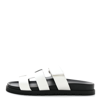 Hermes Calfskin Womens Chypre Sandals 37.5 White 1 of 10