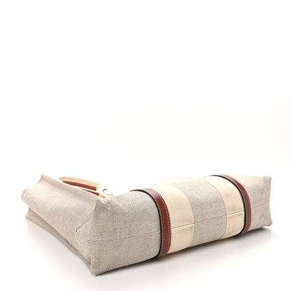 Chloe Cotton Calfskin Large Woody Ribbon Tote White Brown 4 of 11