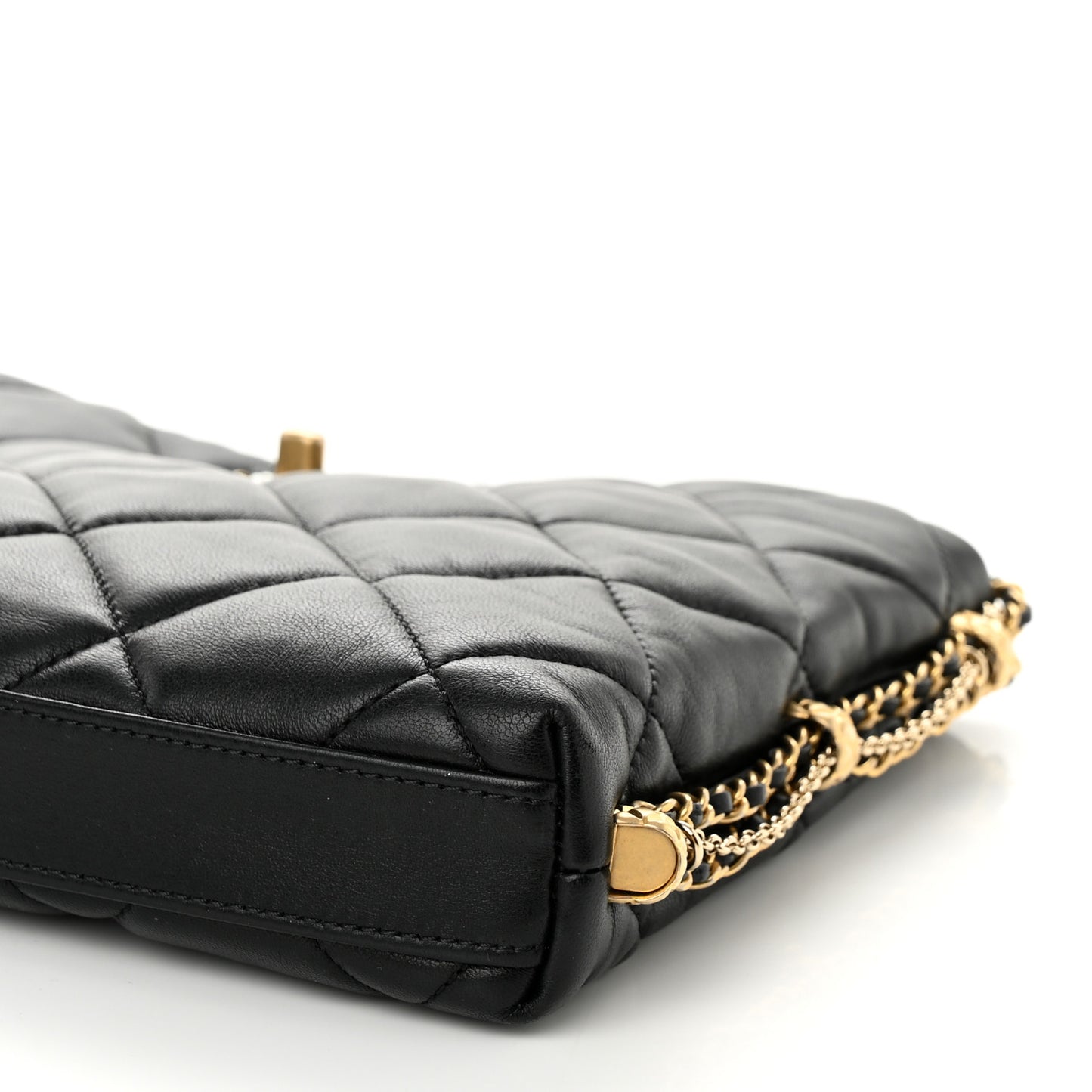 Lambskin Quilted Crush on Chains Hobo Black