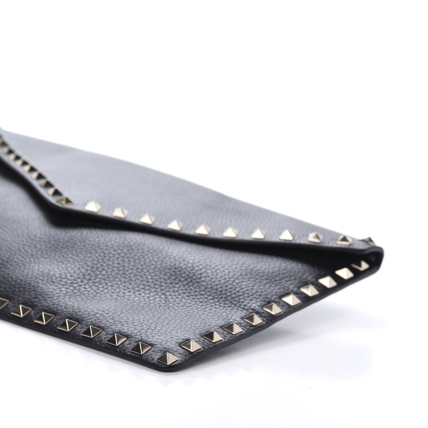 Valentino Garavani Pebbled Calfskin Large Rockstud Envelope Clutch Black 7 of 9