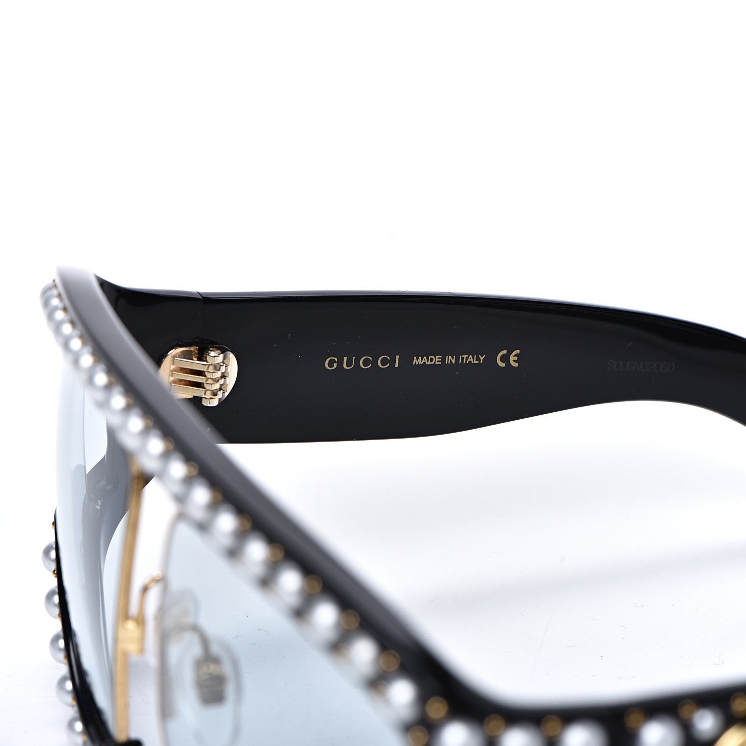 Gucci Acetate Pearl Rectangular Frame Sunglasses GG0234S Black 5 of 6