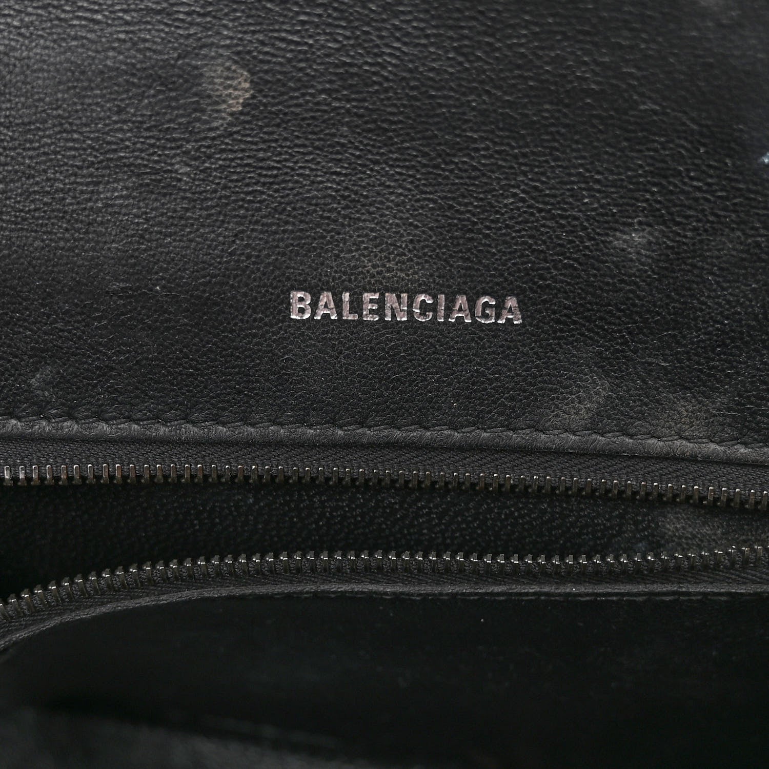 Balenciaga Shiny Calfskin Monochrome Crocodile Embossed Small Hourglass Top Handle Bag Black 6 of 11