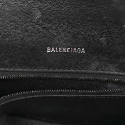 Balenciaga Shiny Calfskin Monochrome Crocodile Embossed Small Hourglass Top Handle Bag Black 6 of 11