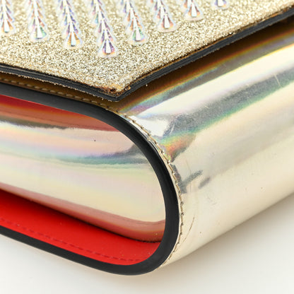 Christian Louboutin Glitter Metallic Patent Calfskin Psychic Spikes Paloma Clutch Gold 8 of 9
