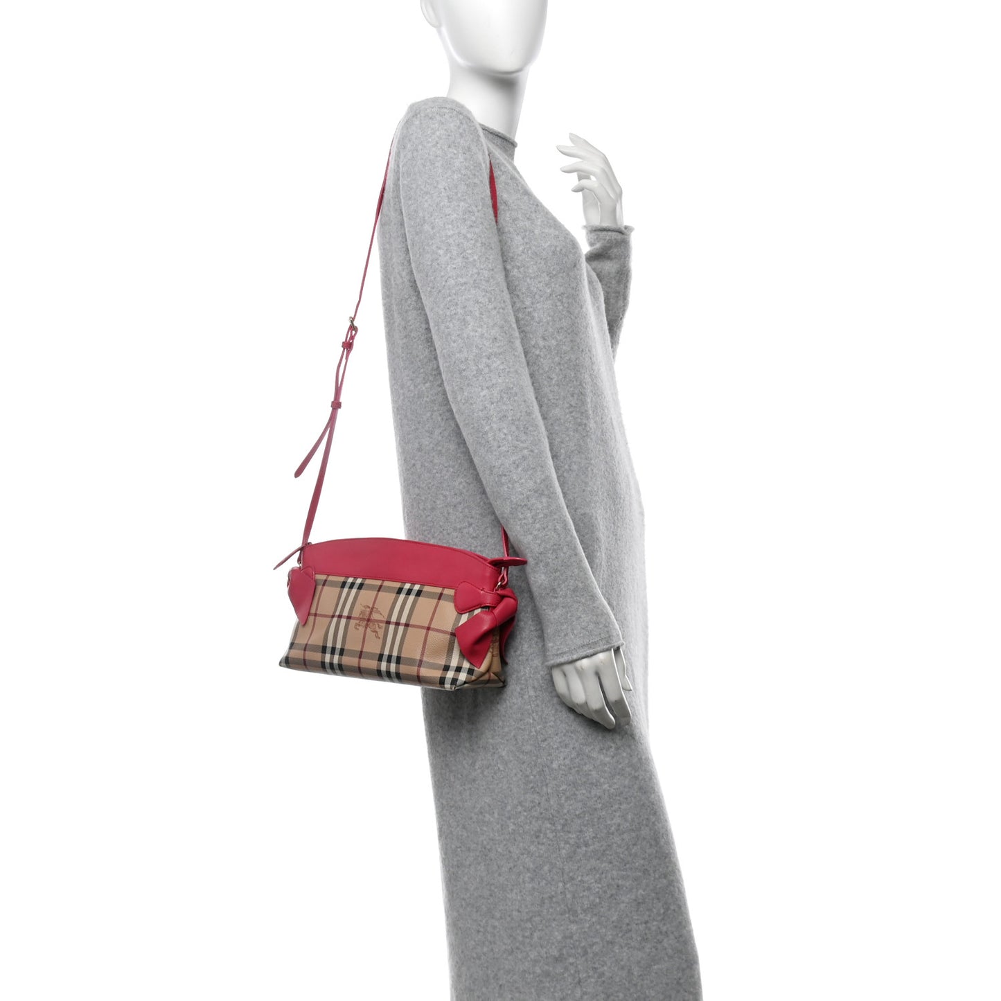 Haymarket Check Bow Tie Crossbody Bag Pink