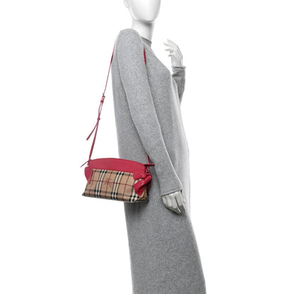 Burberry Haymarket Check Bow Tie Crossbody Bag Pink 2 of 16