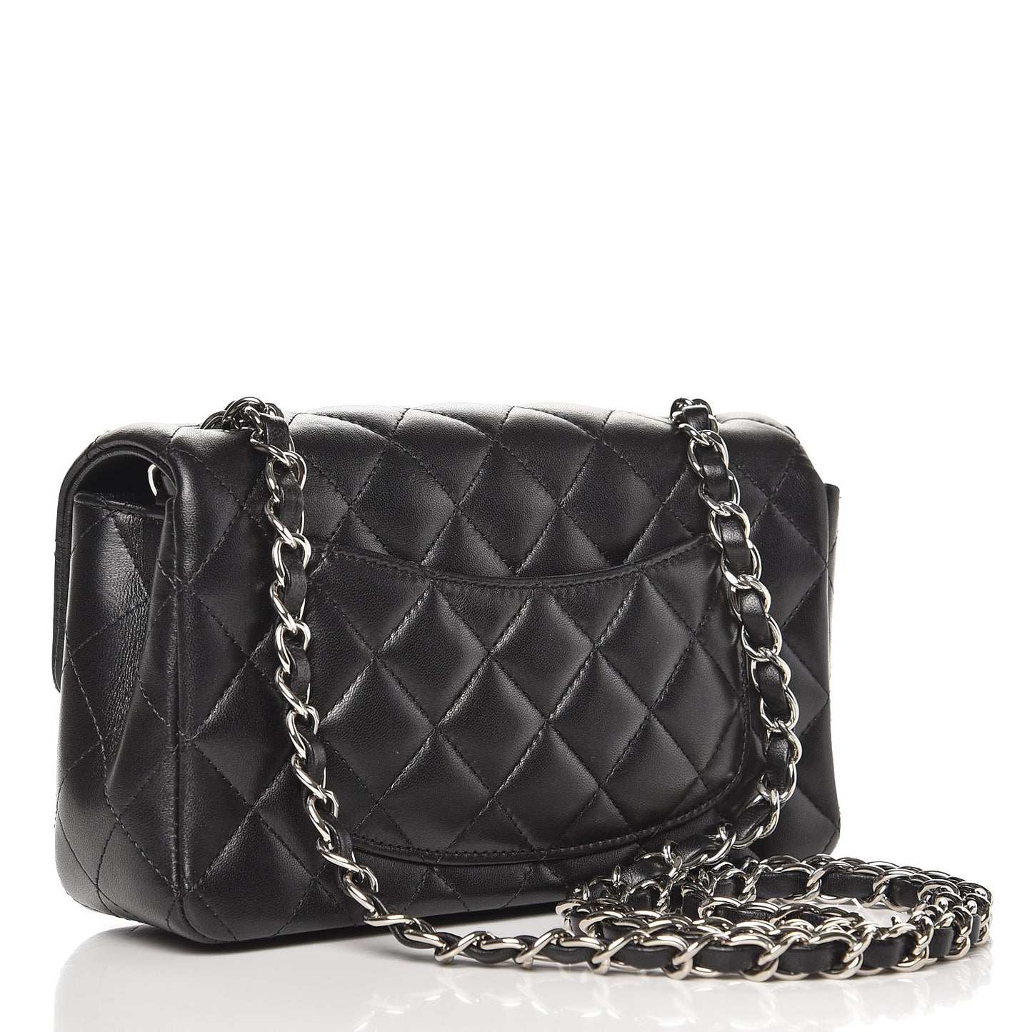 Lambskin Quilted Mini Rectangular Flap Black