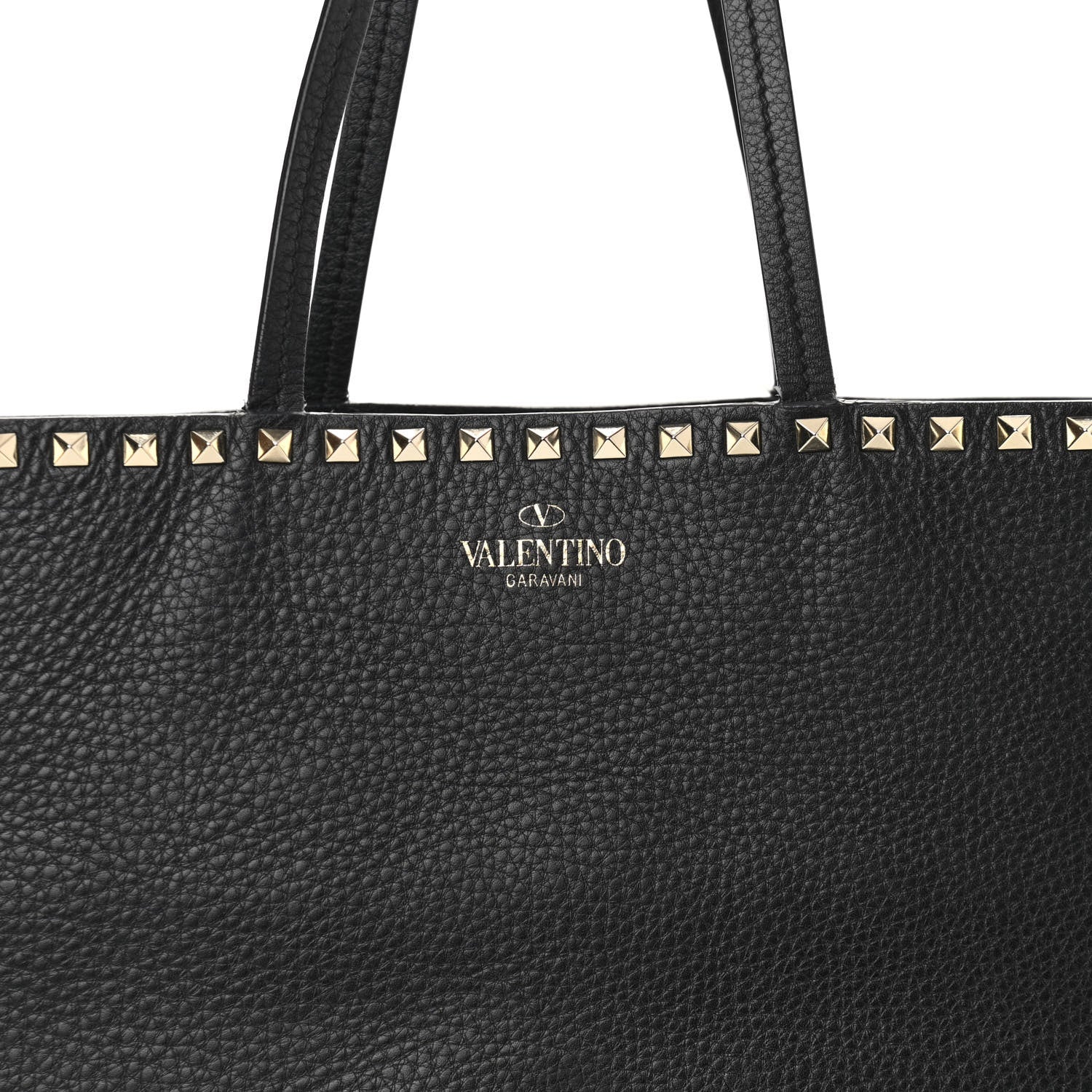 Valentino Garavani Grained Calfskin Rockstud Shoulder Tote Black 7 of 12