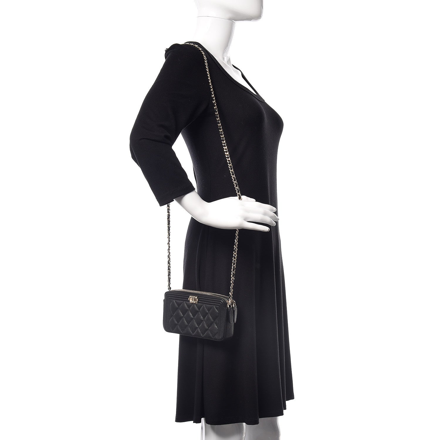 Chanel Caviar Quilted Small Boy Clutch With Chain Black 2 of 13
