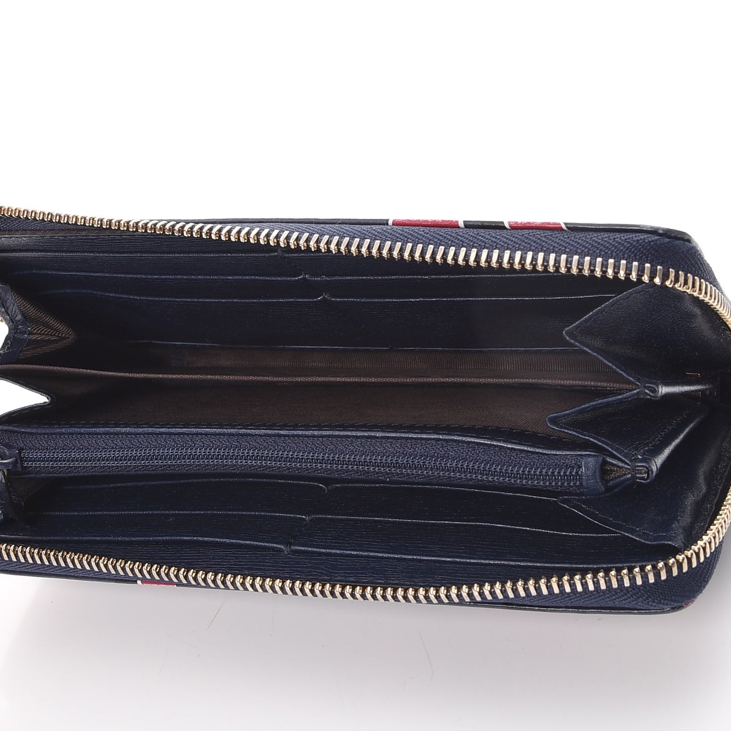 Calfskin Heartbeat Print Zip Around Wallet Blue