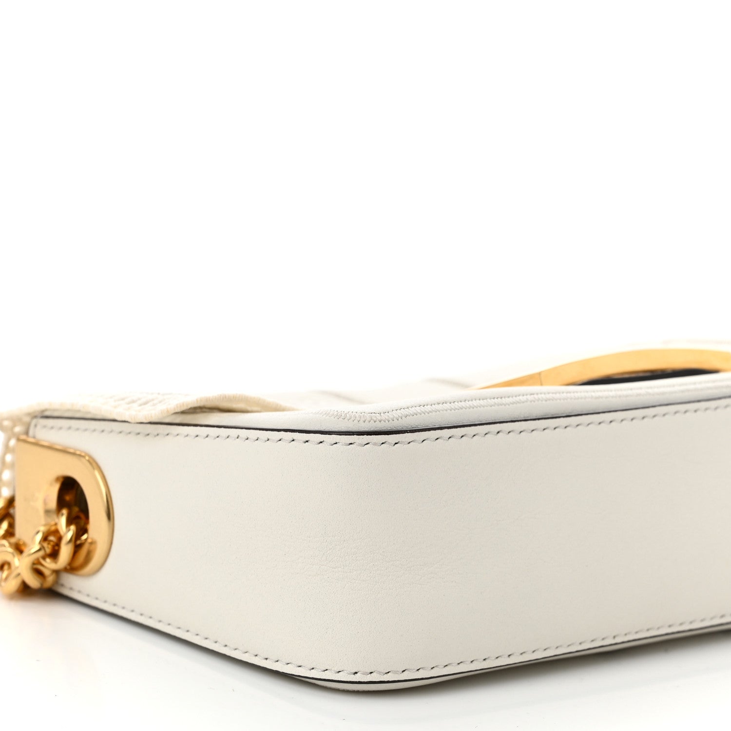 Fendi Nappa Apolo Floral Embroidered Mini Chain Baguette White 9 of 12