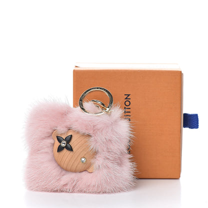 Louis Vuitton Pear Wood Mink Fur Vivienne Doudou Bag Charm Key Holder Light Pink 3 of 3