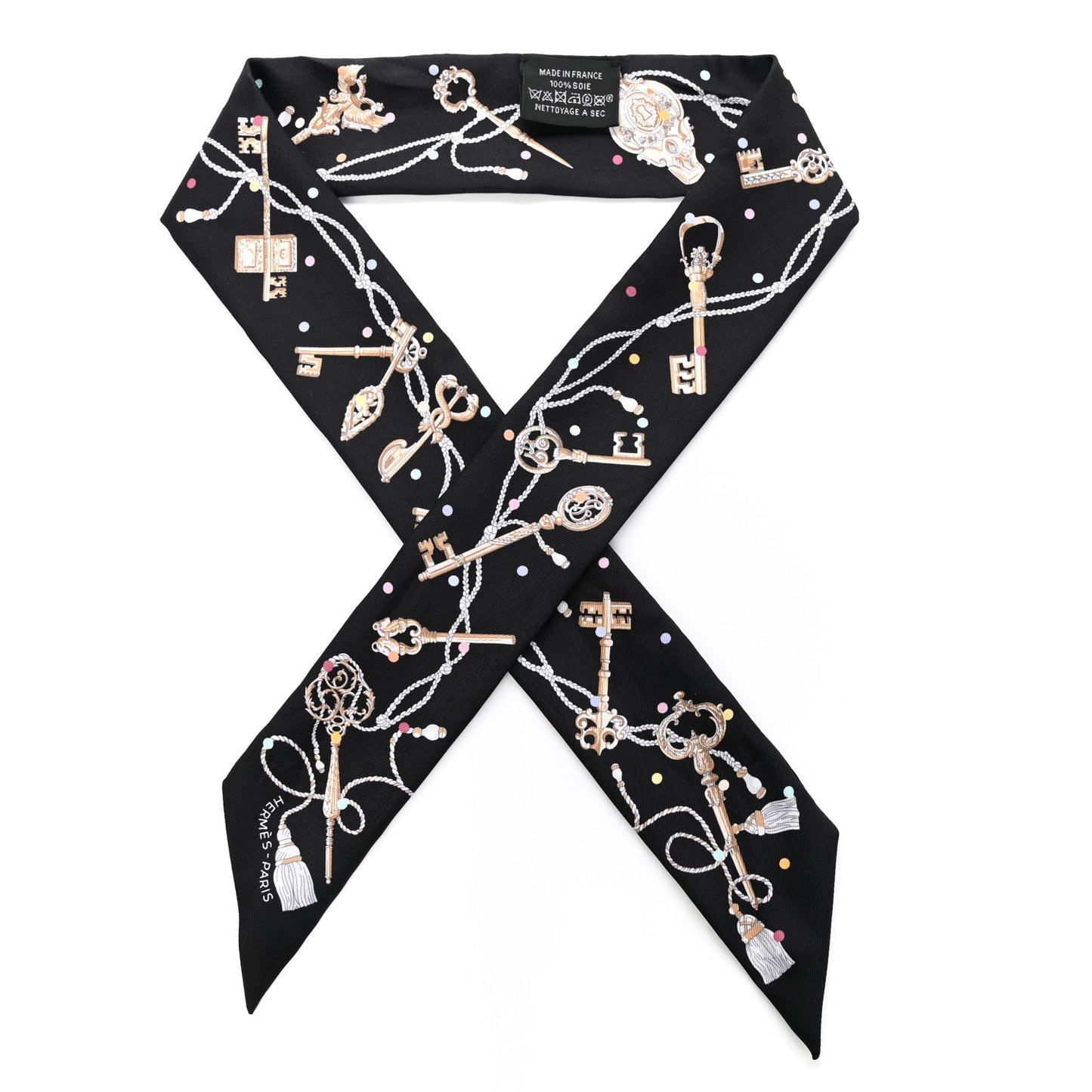 Silk Les Cles A Pois Twilly Black Beige Rose Multicolor