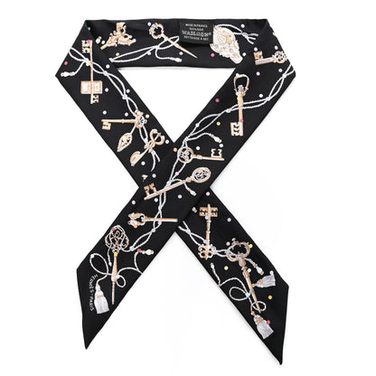 Hermes Silk Les Cles A Pois Twilly Black Beige Rose Multicolor 1 of 4