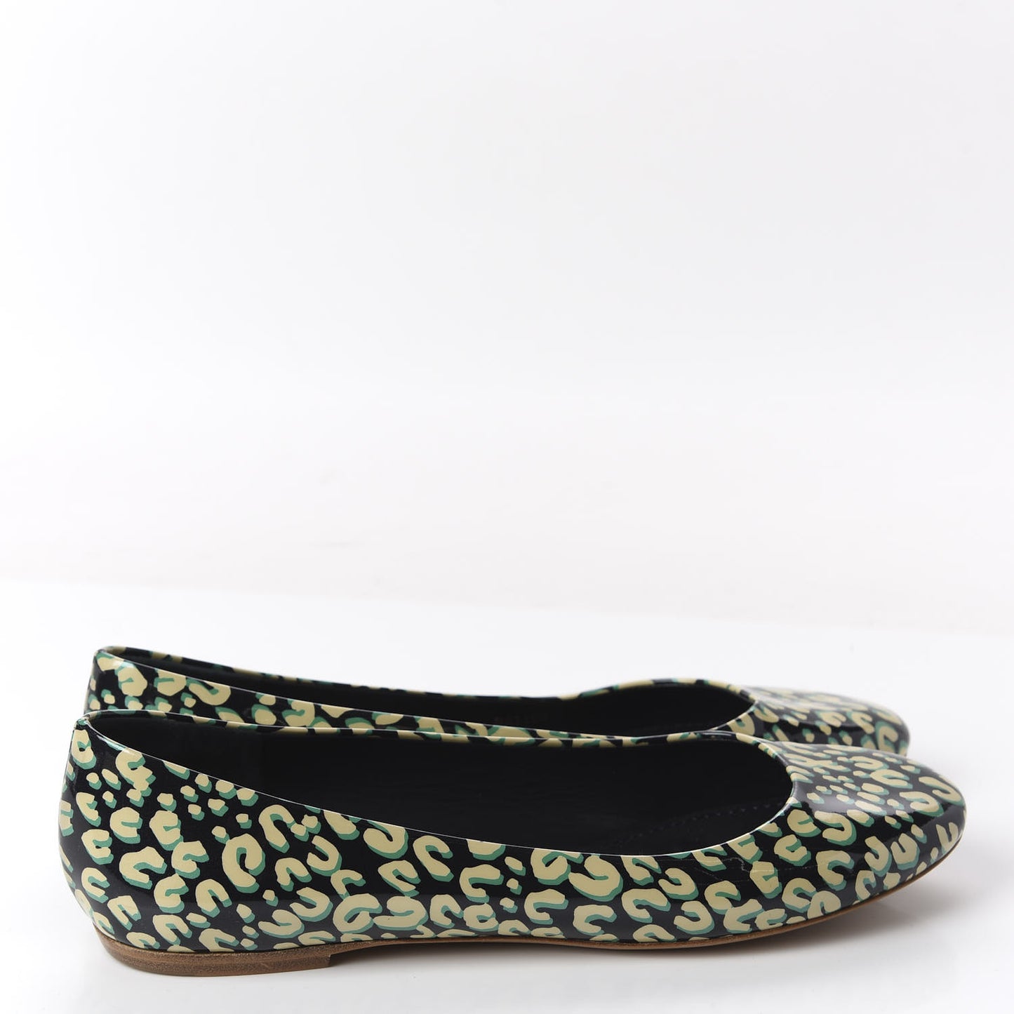 Patent Leopard Ballet Flats 40 Blue Infini