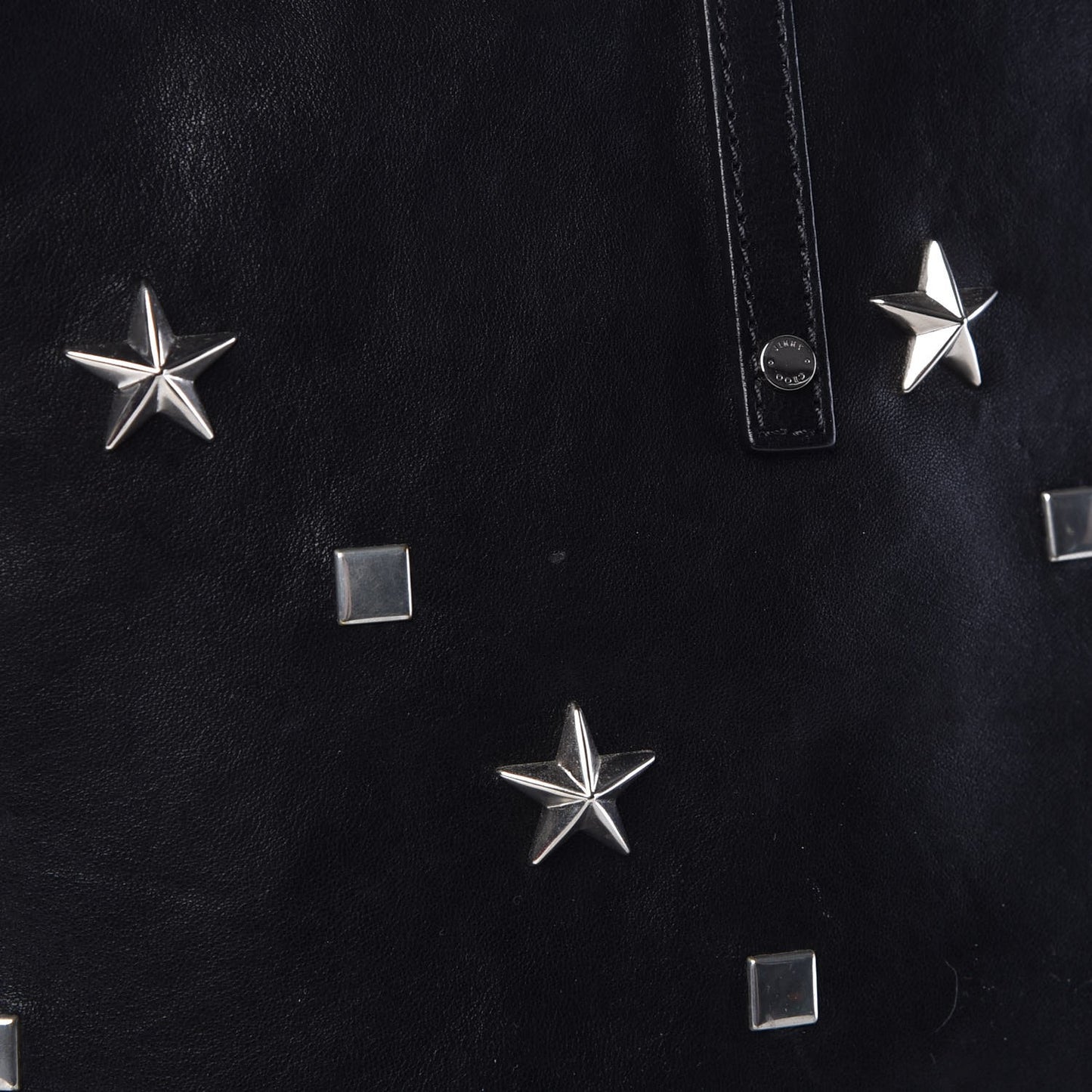 Calfskin Sasha Star and Square Studded Shopper Tote Black