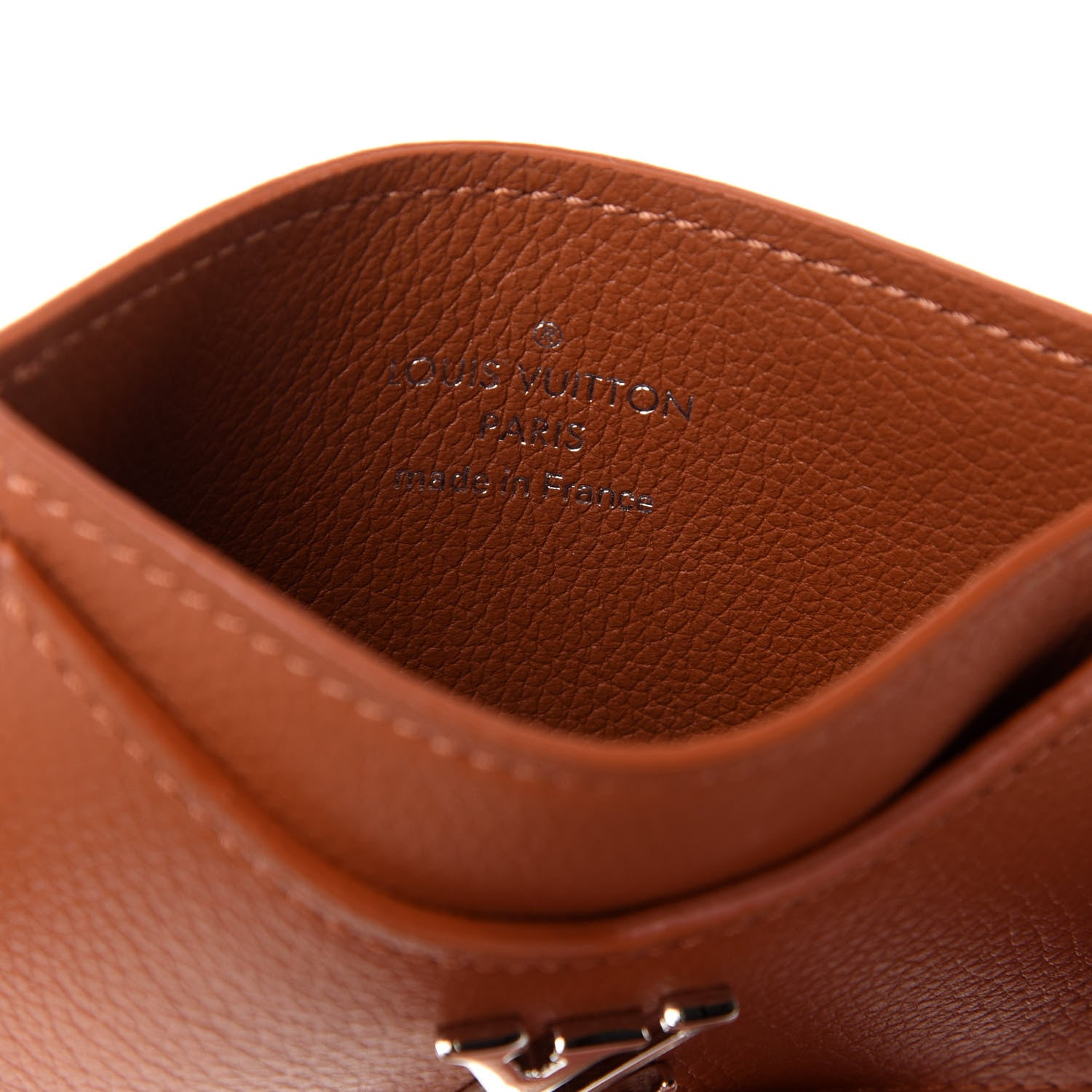 Louis Vuitton Calfskin Lockme Card Holder Caramel 6 of 6