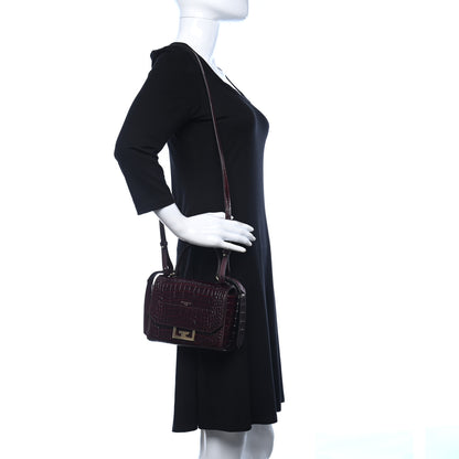 Givenchy Calfskin Crocodile Embossed Eden Mini Top Handle Burgundy 2 of 8