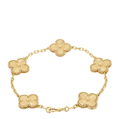 Van Cleef & Arpels 18K Yellow Gold 5 Motifs Guilloche Vintage Alhambra Bracelet 2 of 5