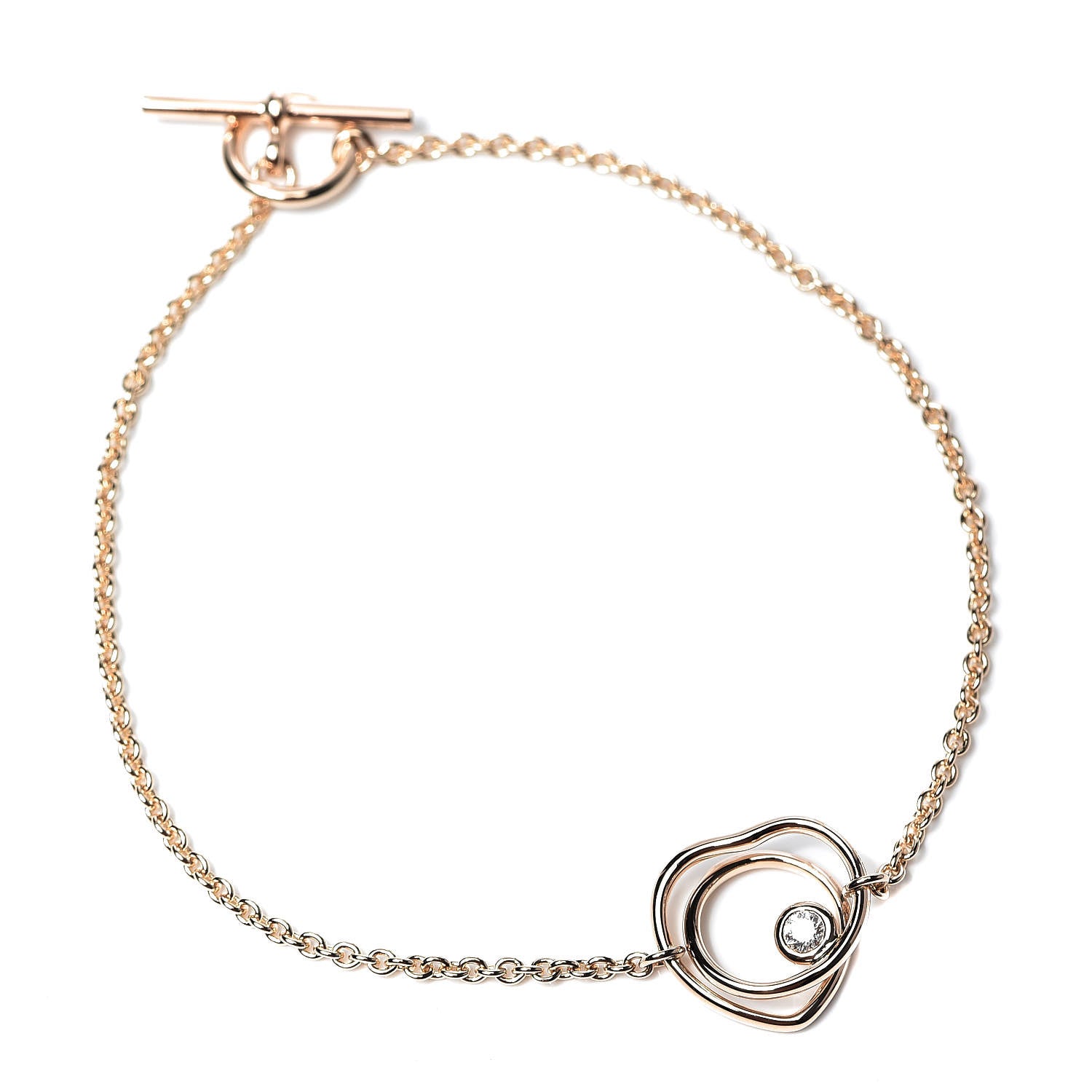 Hermes 18K Rose Gold Diamond TPM Vertige Coeur Bracelet LG 1 of 5
