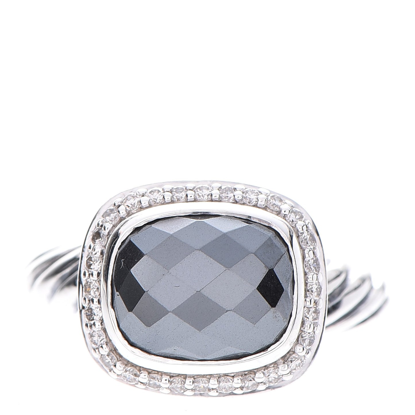 Sterling Silver Diamond Hematite 10mm Noblesse Ring 51 5.75