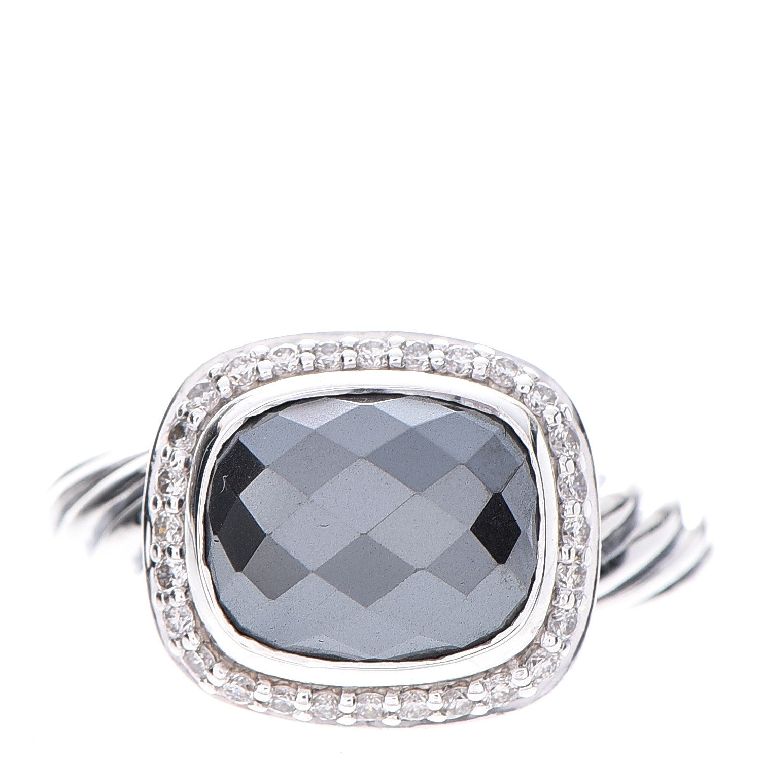 David Yurman Sterling Silver Diamond Hematite 10mm Noblesse Ring 51 5.75 1 of 4
